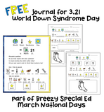 World Down Syndrome Day FREE Differentiated Journal + Letter for Rock your Socks