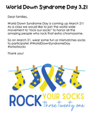 World Down Syndrome Day FREE Differentiated Journal + Letter for Rock your Socks