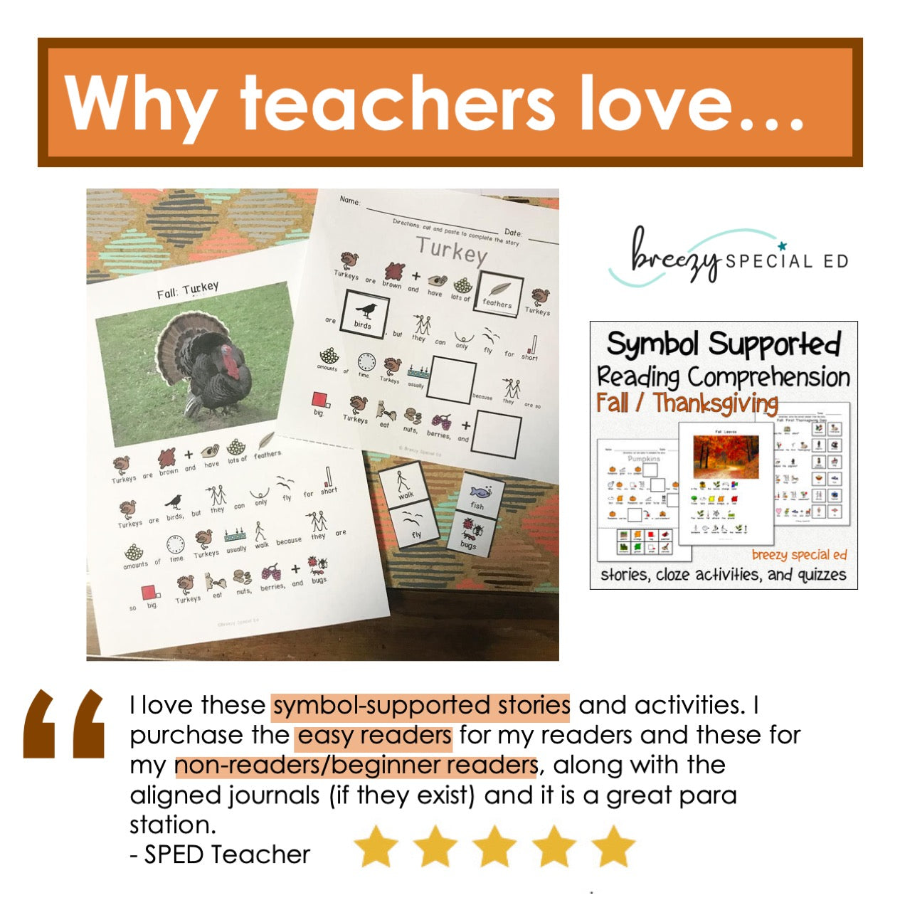 Thanksgiving / Fall - Symbol Supported Reading Comprehension for Special Ed