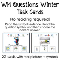 WH Questions Winter task cards for autism and special education