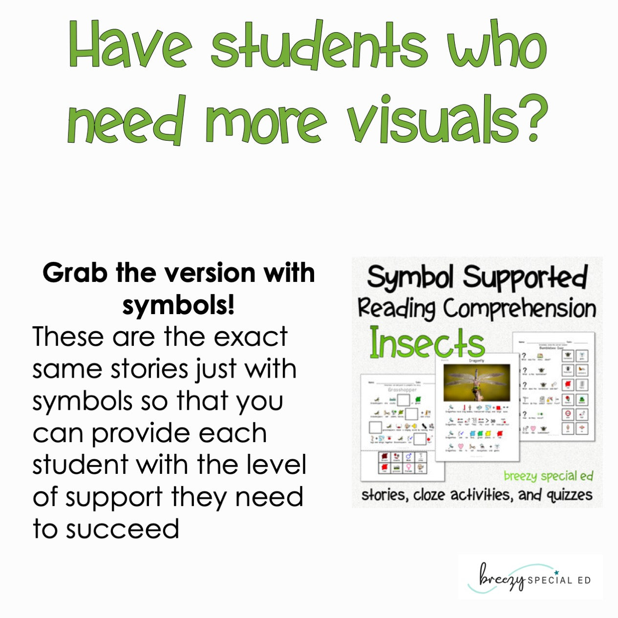 Insects - Easy Reading Comprehension for Special Education