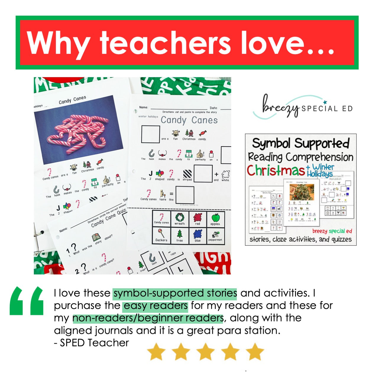 Christmas and Holidays - Symbol Supported Reading Comprehension for Special Ed