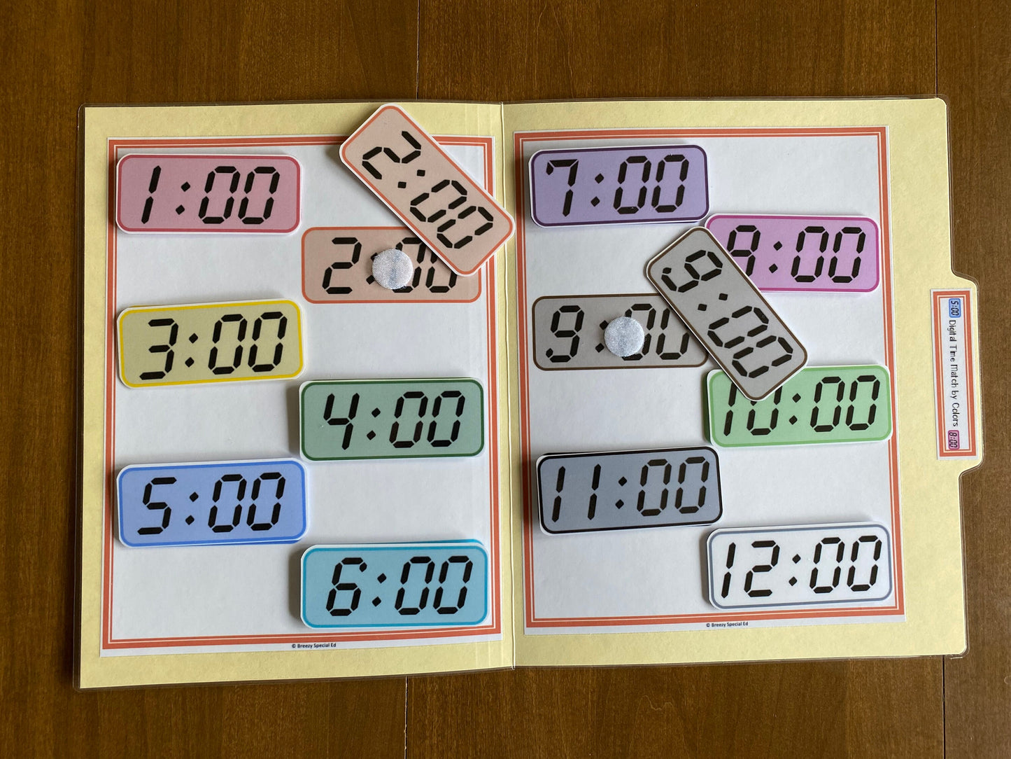 Telling Time File Folders for Special Education with Color Support (10 pk) - Fully Prepped
