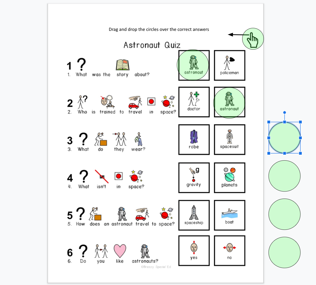 Space - Symbol Supported Picture Reading Comprehension for Special Education