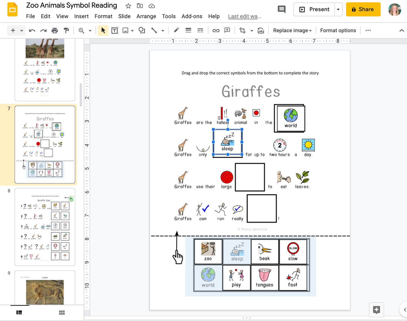 Zoo Animals - Symbol Supported Reading Comprehension for Special Ed