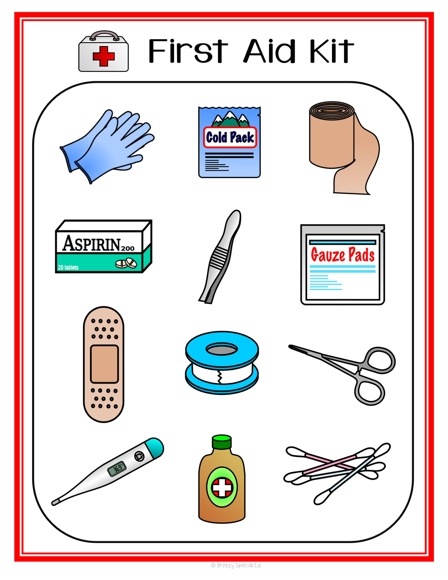 First Aid Life Skill File Folders for Special Education