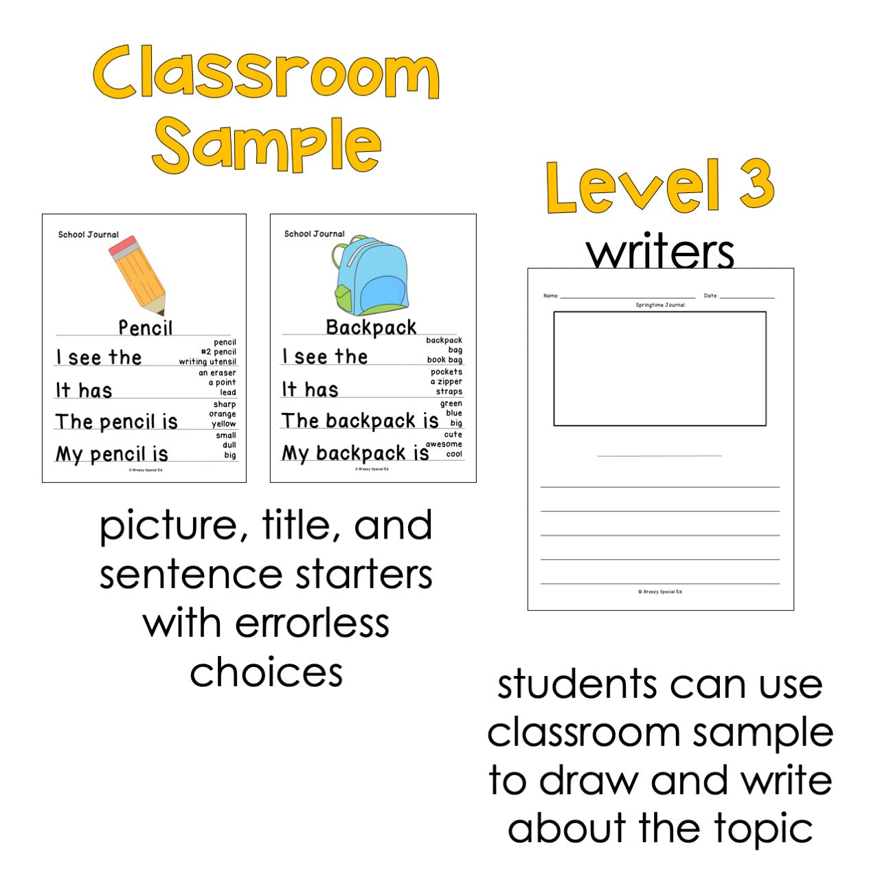 Back to School Errorless Writing Activities for Special Education and Autism