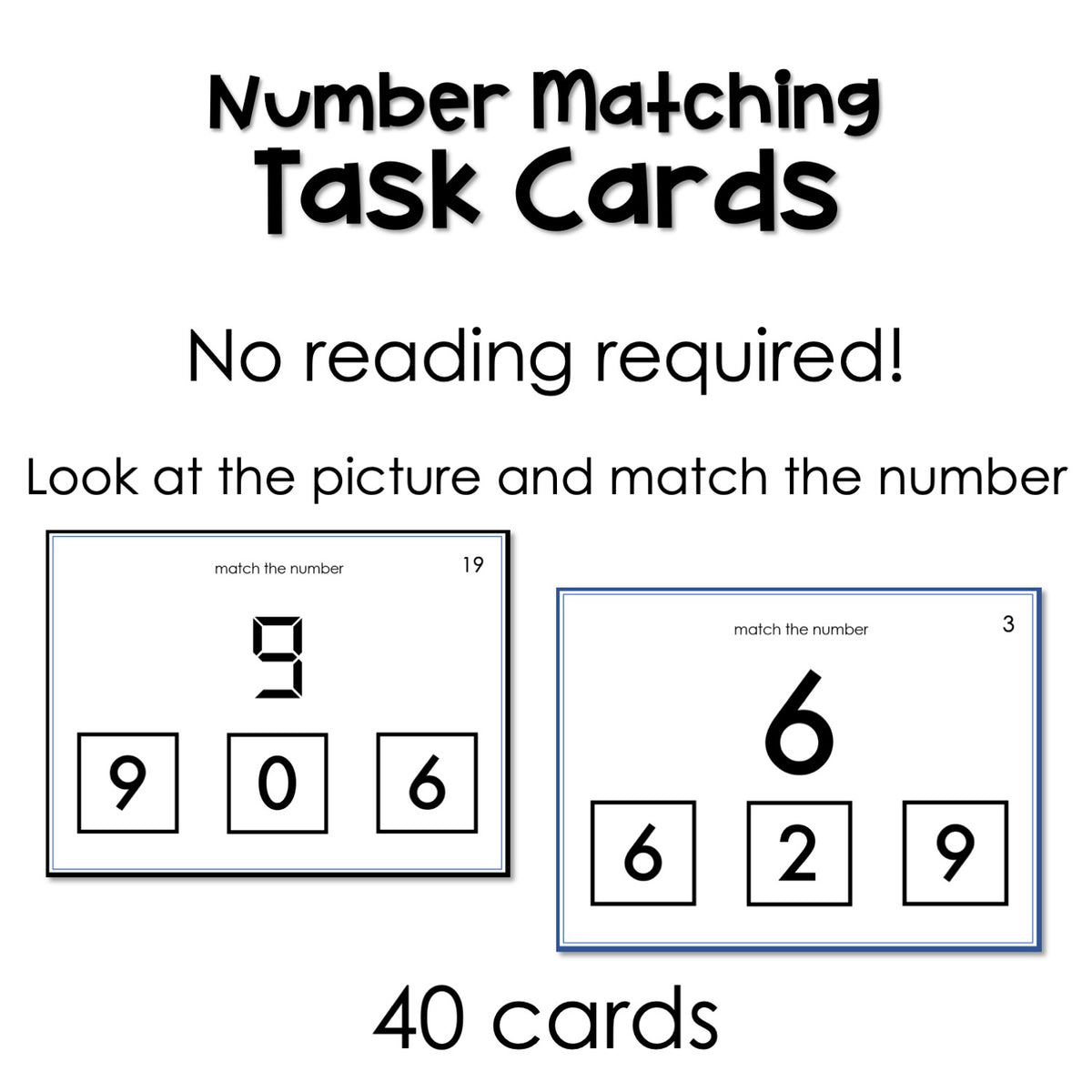 Number Matching task cards for autism and special education – Breezy ...