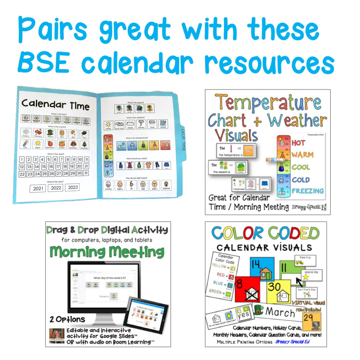 Morning Meeting Calendar Time Book and File Folder for Special Ed