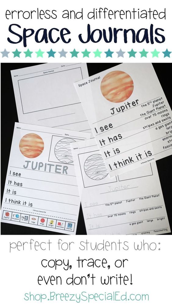 Space Differentiated Leveled Journal Writing for Special Education / Autism