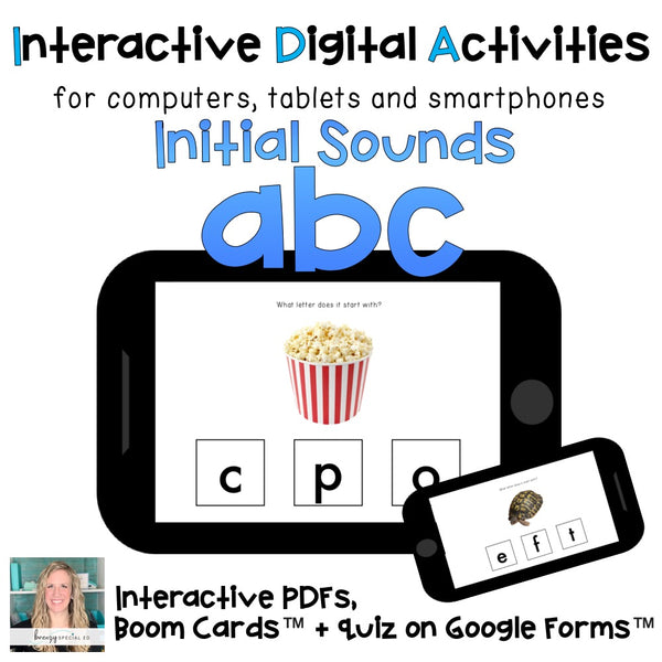 Initial Letter Sounds digital task cards interactive PDF and Boom Cards
