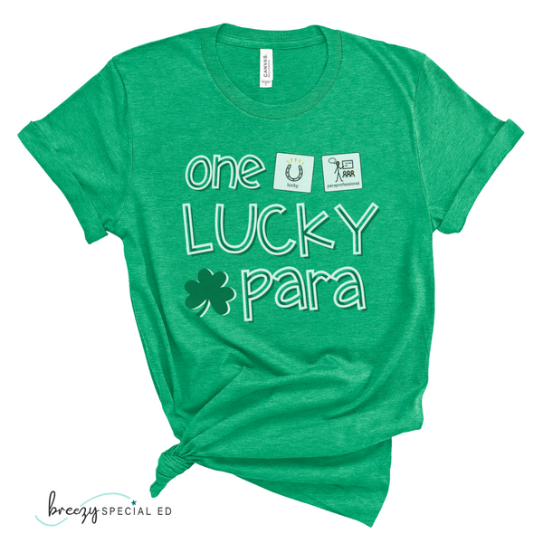 One Lucky Paraprofessional Shirt with Symbol Support | Special Education Aide Teacher Tee