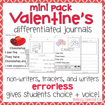 Valentine's Day Differentiated Journals - Writing for Special Education