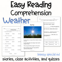 Weather - Easy Reading Comprehension for Special Education