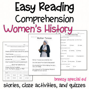 Women's History - Easy Reading Comprehension for Special Education