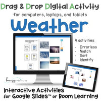 Weather digital drag and drop interactive activities on boom learning or google slides