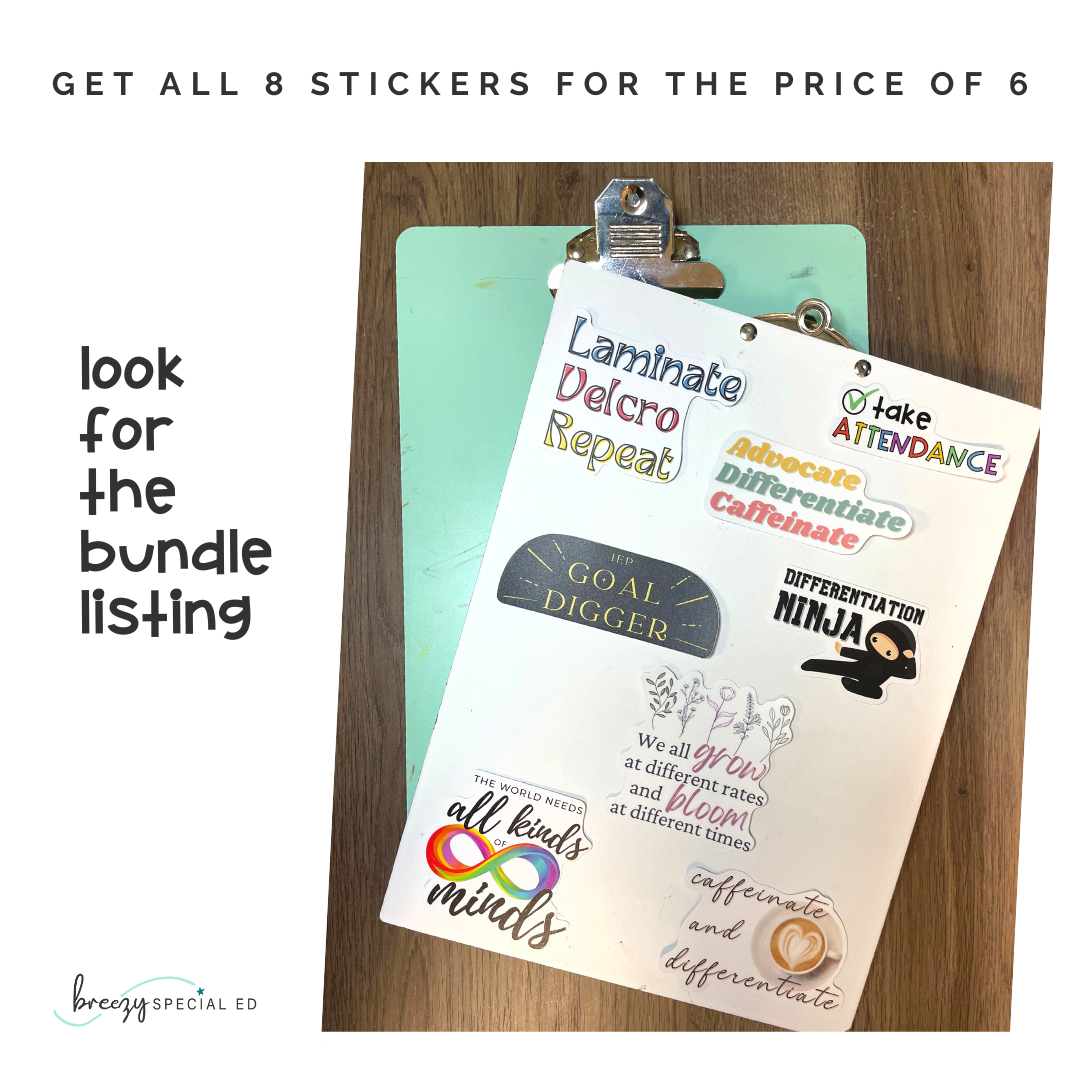 Caffeinate and Differentiate | Coffee Teacher Sticker | Special Education