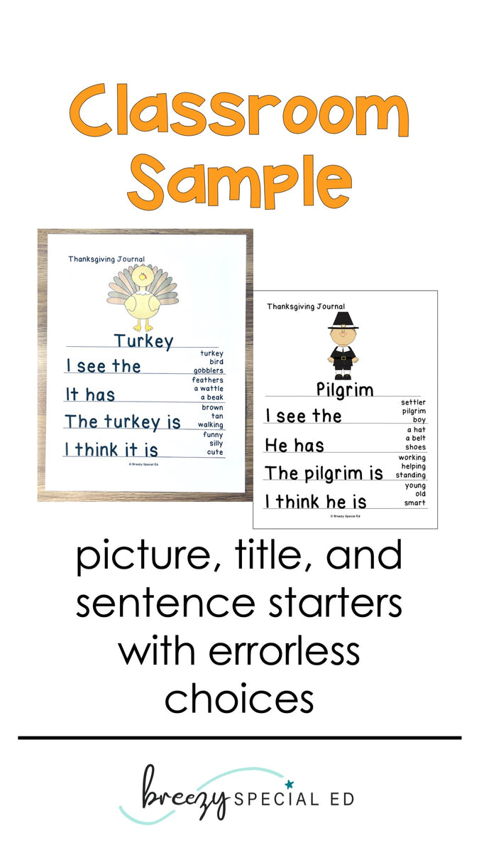 Fall and Thanksgiving Journals - Errorless Differentiated Writing Acti
