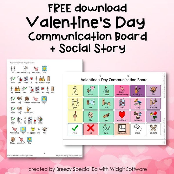 Valentine's Day Communication Board and Social Story FREEBIE