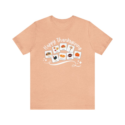 Happy Thanksgiving with symbols | Special Education Teacher Tee | ABA | Speech Therapist Tshirt