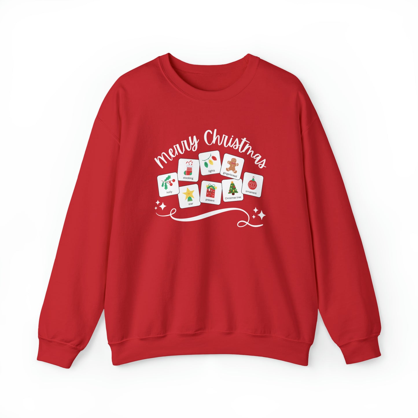 Merry Christmas Special Education Teacher Christmas Sweatshirt with Symbols