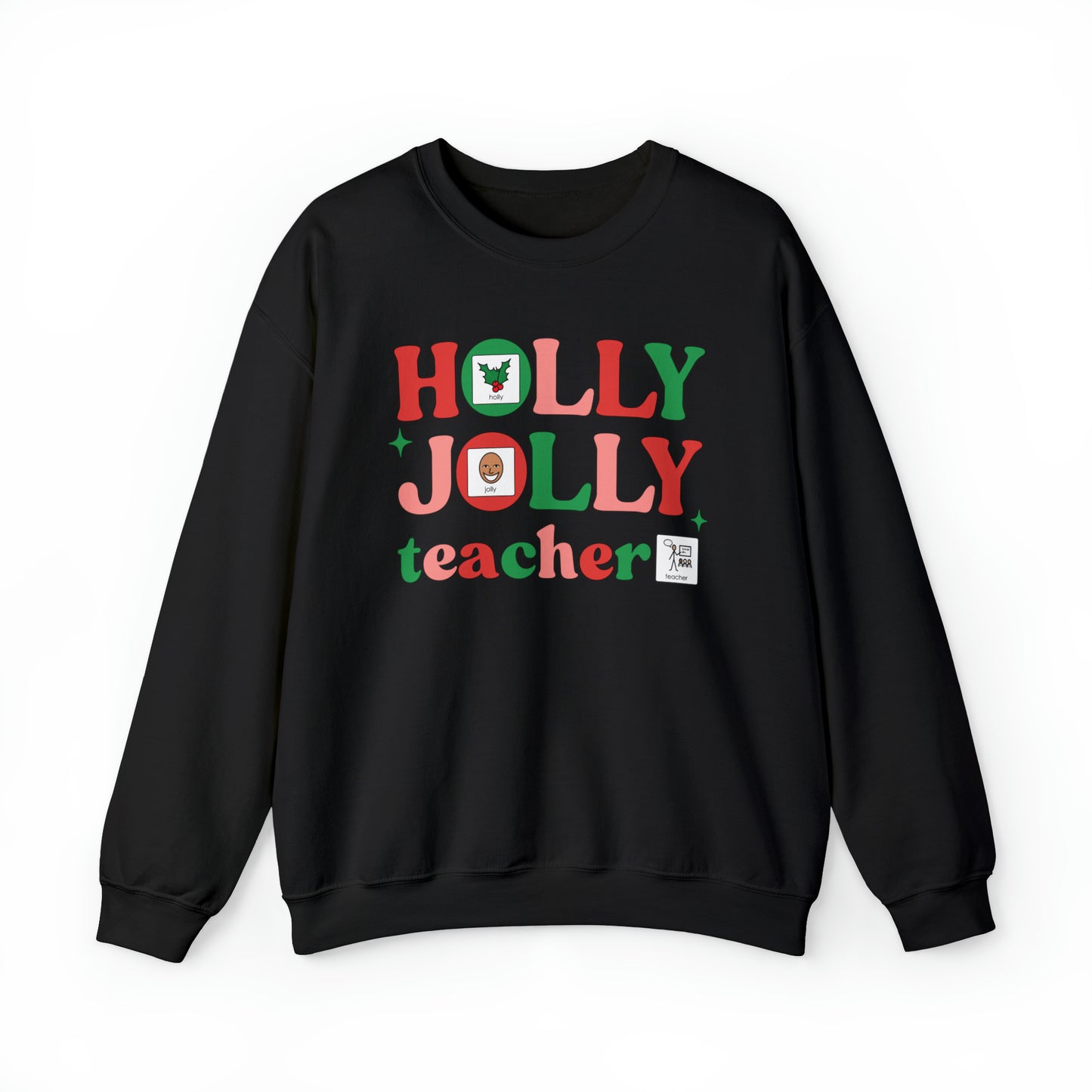 Holly Jolly Special Education Teacher Christmas Sweatshirt with Symbols