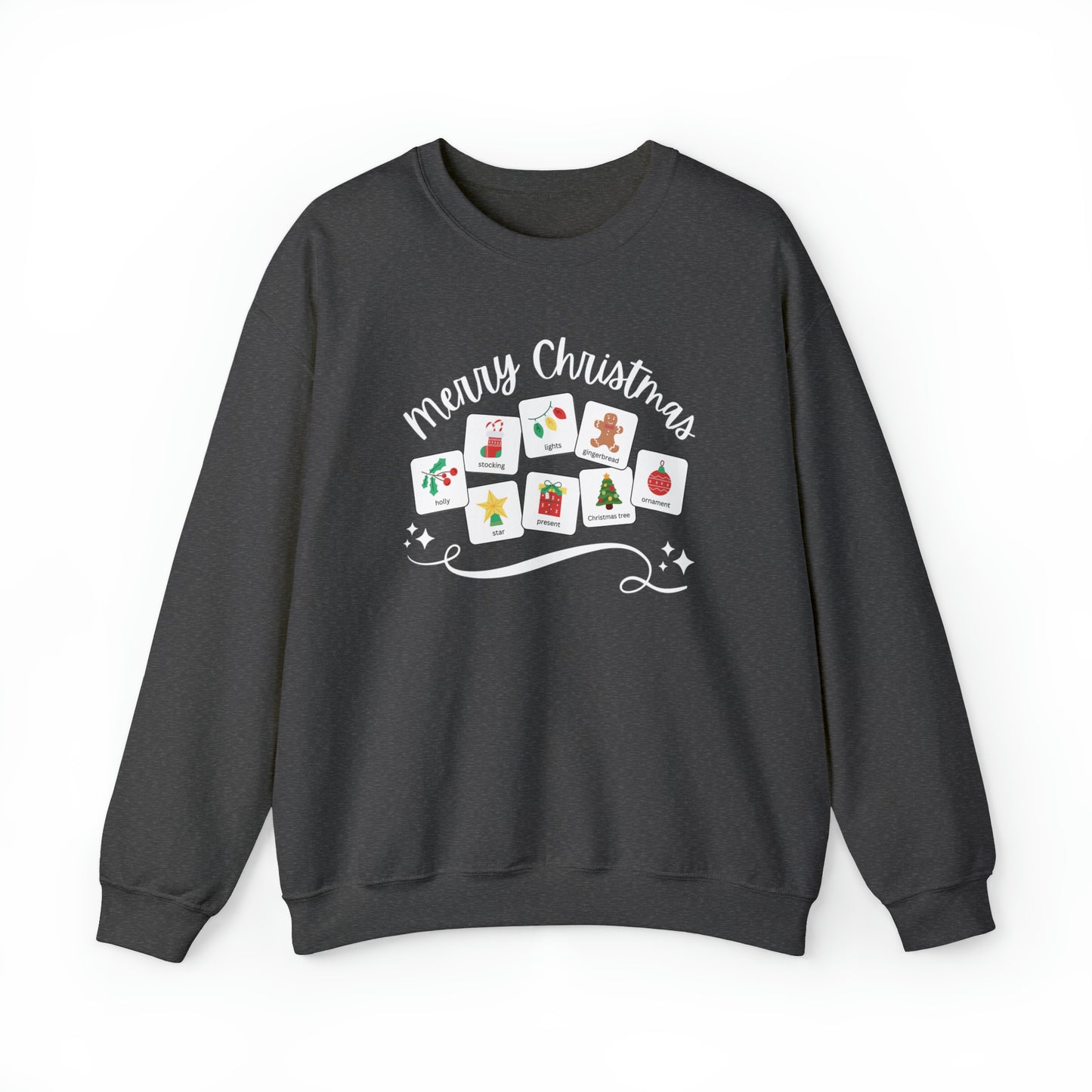 Merry Christmas Special Education Teacher Christmas Sweatshirt with Symbols