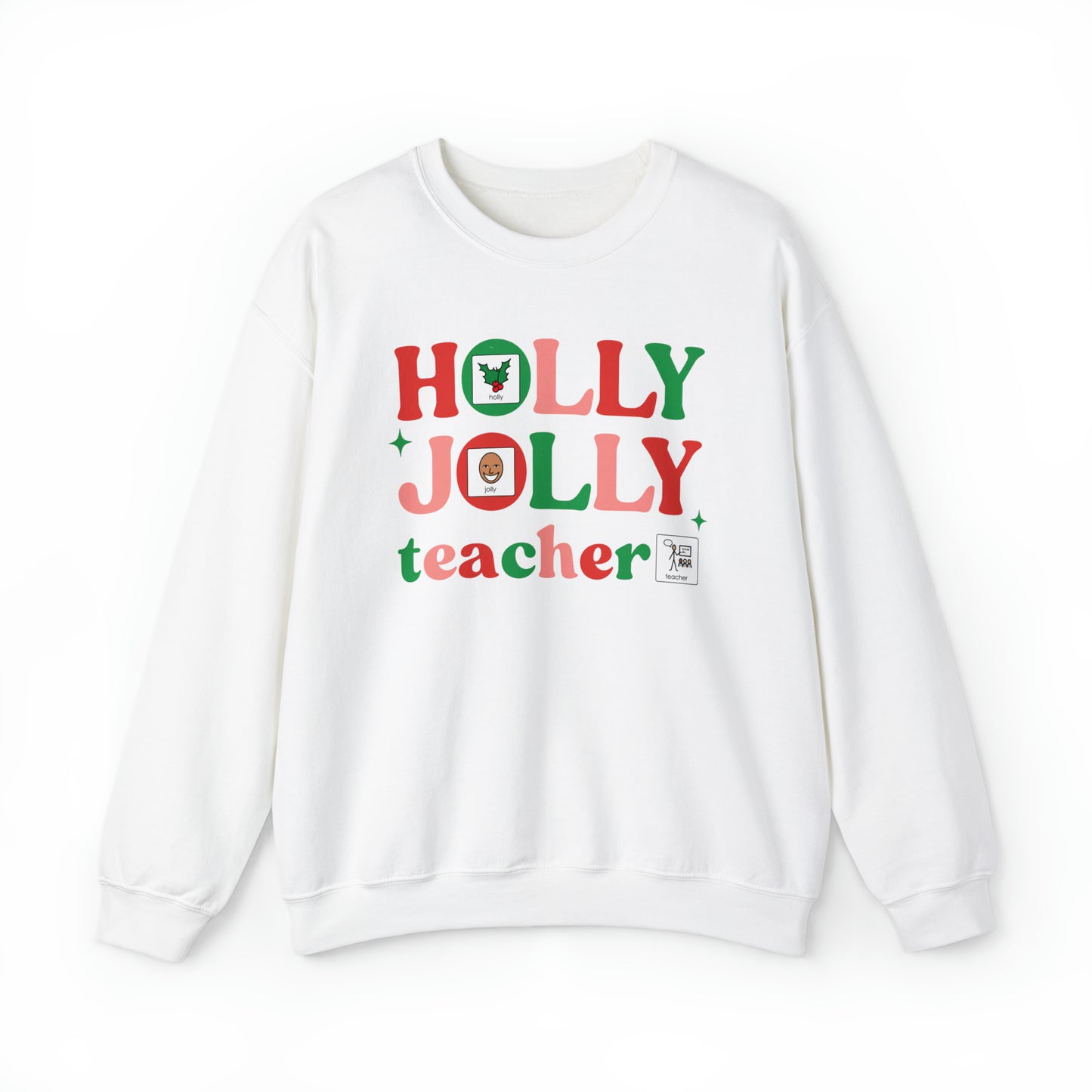 Holly Jolly Special Education Teacher Christmas Sweatshirt with Symbols