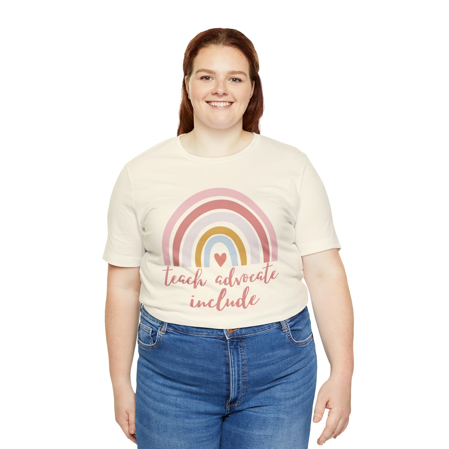 Teach Advocate Include | Rainbow | Special Education Teacher Tee