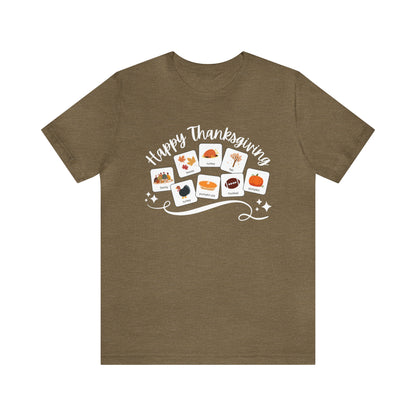 Happy Thanksgiving with symbols | Special Education Teacher Tee | ABA | Speech Therapist Tshirt