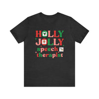 Holly Jolly Speech Therapist with symbols | SLP Christmas Tee | AAC | Speech Pathologist Tshirt