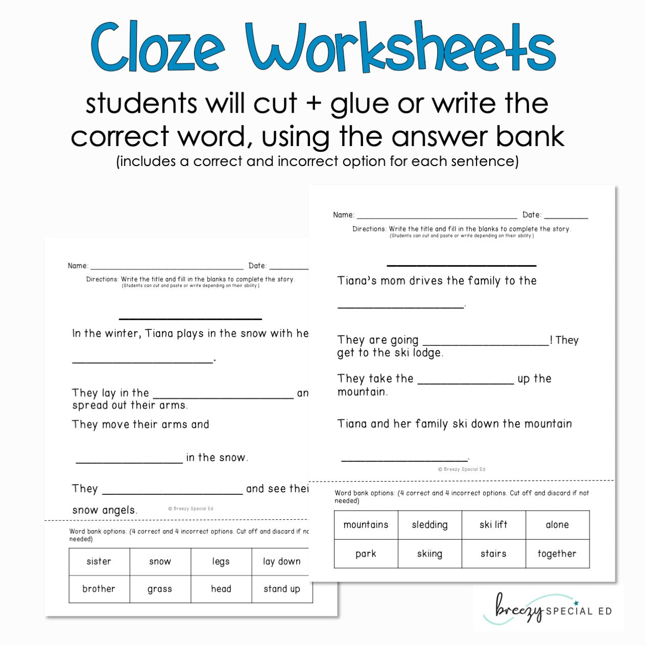 Winter - Easy Reading Comprehension for Special Education