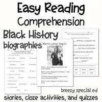 Black History Easy Reading Comprehension for Special Education