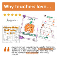 Halloween Cards: Differentiated for ALL your Students (special education)