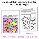 Easter Money Identification and Next Dollar Up Life Skill Math Color by Code