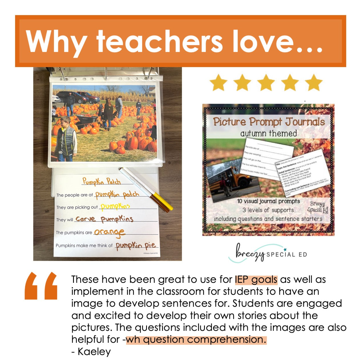 Fall / Autumn / Back to School Picture Journal Prompts {Leveled Writing}