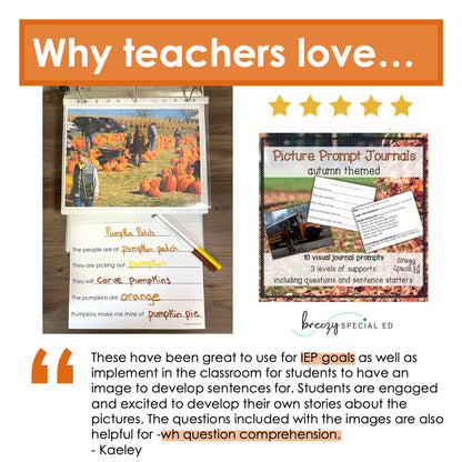 Fall / Autumn / Back to School Picture Journal Prompts {Leveled Writing}