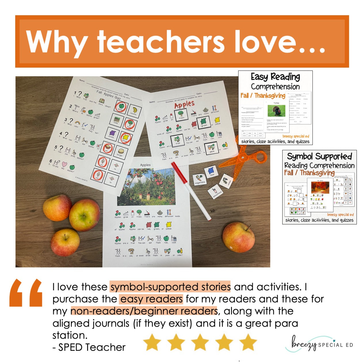 Fall and Thanksgiving - Easy Reading Comprehension for Special Education