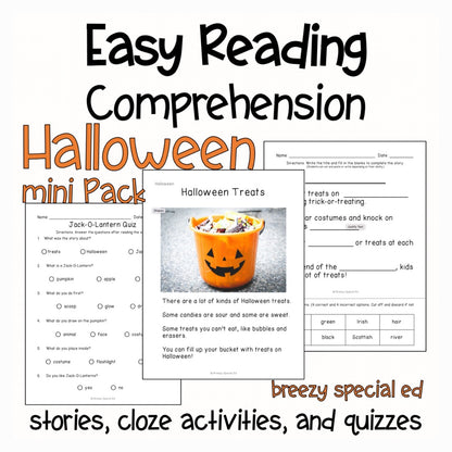 Halloween - Easy Reading Comprehension for Special Education