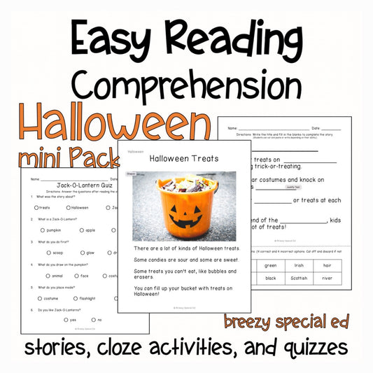 Halloween - Easy Reading Comprehension for Special Education