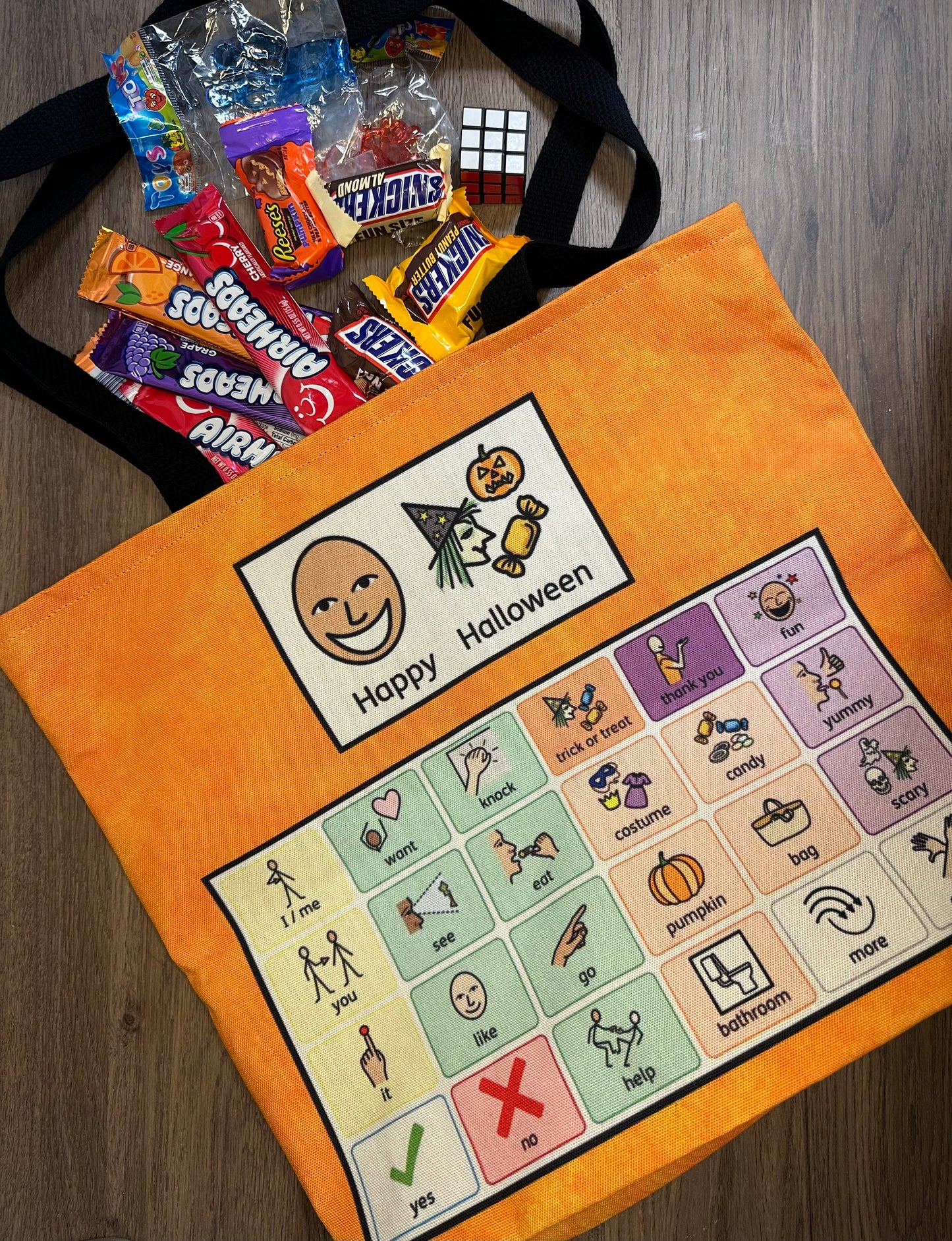 Trick or Treat Bag with Communication Board | AAC | Speech | Autism | Special Education | Halloween Tote Bag