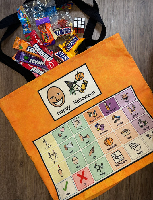 Trick or Treat Bag with Communication Board | AAC | Speech | Autism | Special Education | Halloween Tote Bag