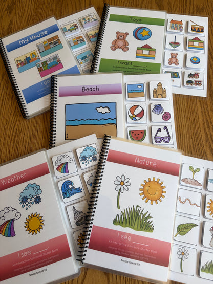 Sentence Starter Adapted Books for Speech Therapy / Special Education - Fully Prepped