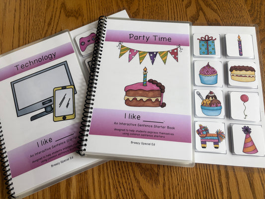 Technology and Party Time Sentence Starter Adapted Books (I Like) - Fully Prepped