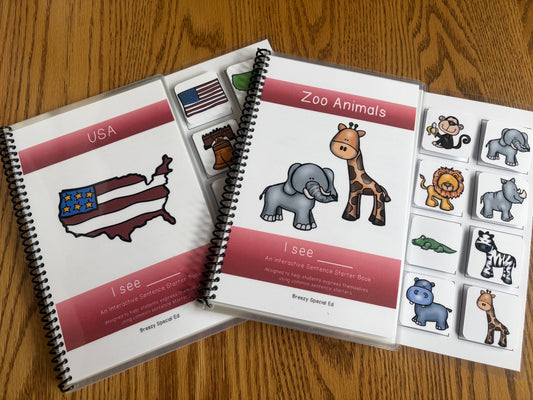 Zoo Animals and USA Sentence Starter Adapted Books  (I See) - Fully Prepped