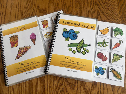 Fruits and Veggies and Food Sentence Starter Adapted Books (I Eat) - Fully Prepped