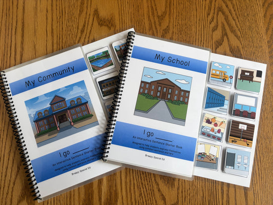 My Community and My School Sentence Starter Adapted Books (I go) - Fully Prepped