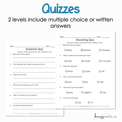 Winter - Easy Reading Comprehension for Special Education