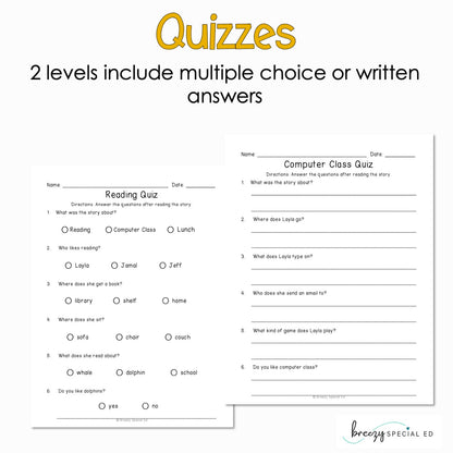 Back to School - Easy Reading Comprehension for Special Education