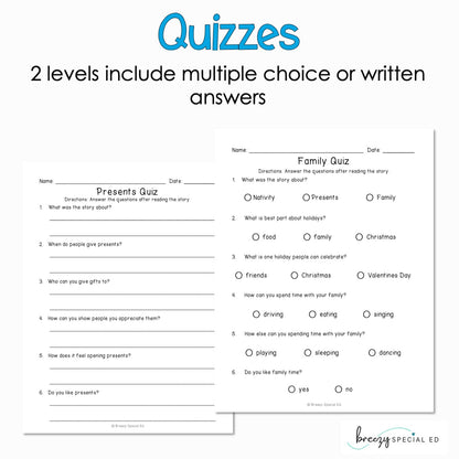 Christmas and Winter Holidays - Easy Reading Comprehension for Special Education